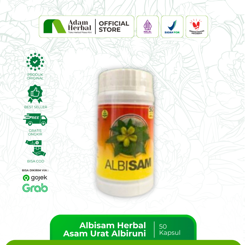Albisam Herbal Asam Urat Albiruni Isi 50 Kapsul - Suplemen Kesehatan - Adam Herbal