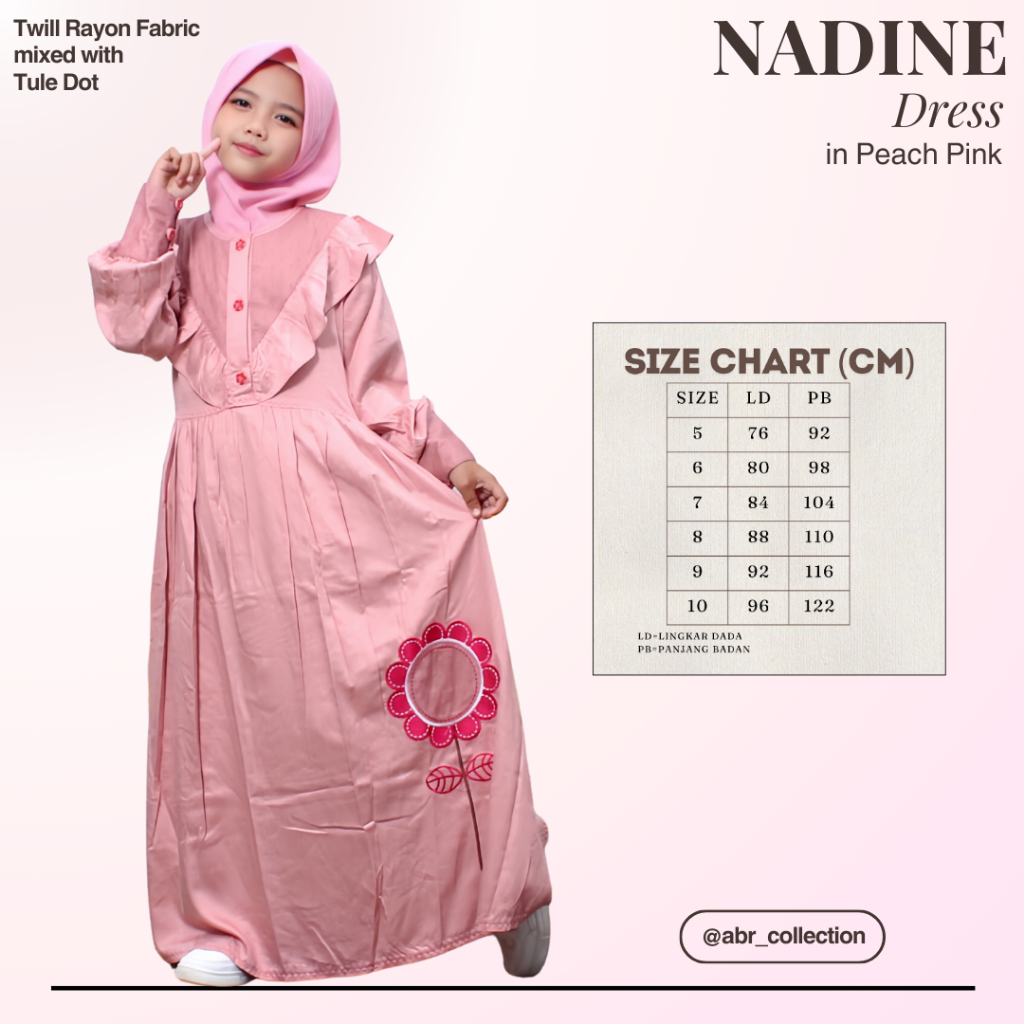 ABR Collections Nadine Dress - Gamis Anak Perempuan - Gamis Murah - Terbaru - Premium - Kekinian