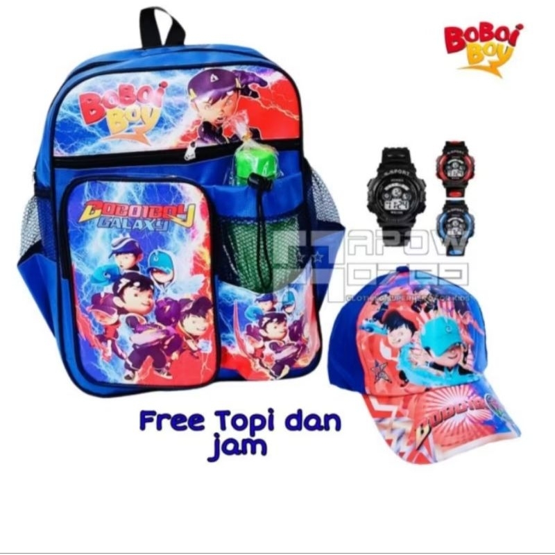 tas ransel sekolah tk sd motif boboiboy - tas sekolah anak laki-laki  boboiboy - tas troli anak cowo