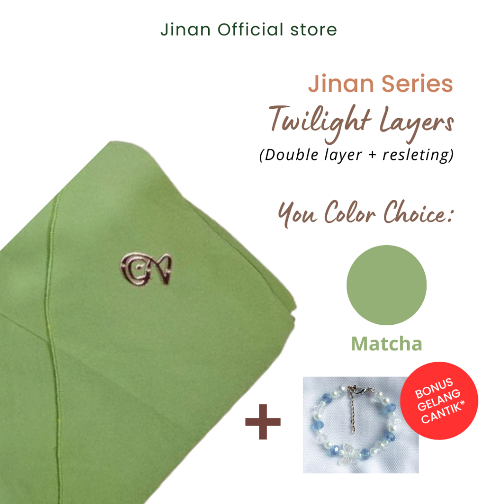 JINAN Khimar Resleting 2 Layer Cadar - Matcha - Khimar Resleting Khimar Zipper Khimar Malaysia Syari