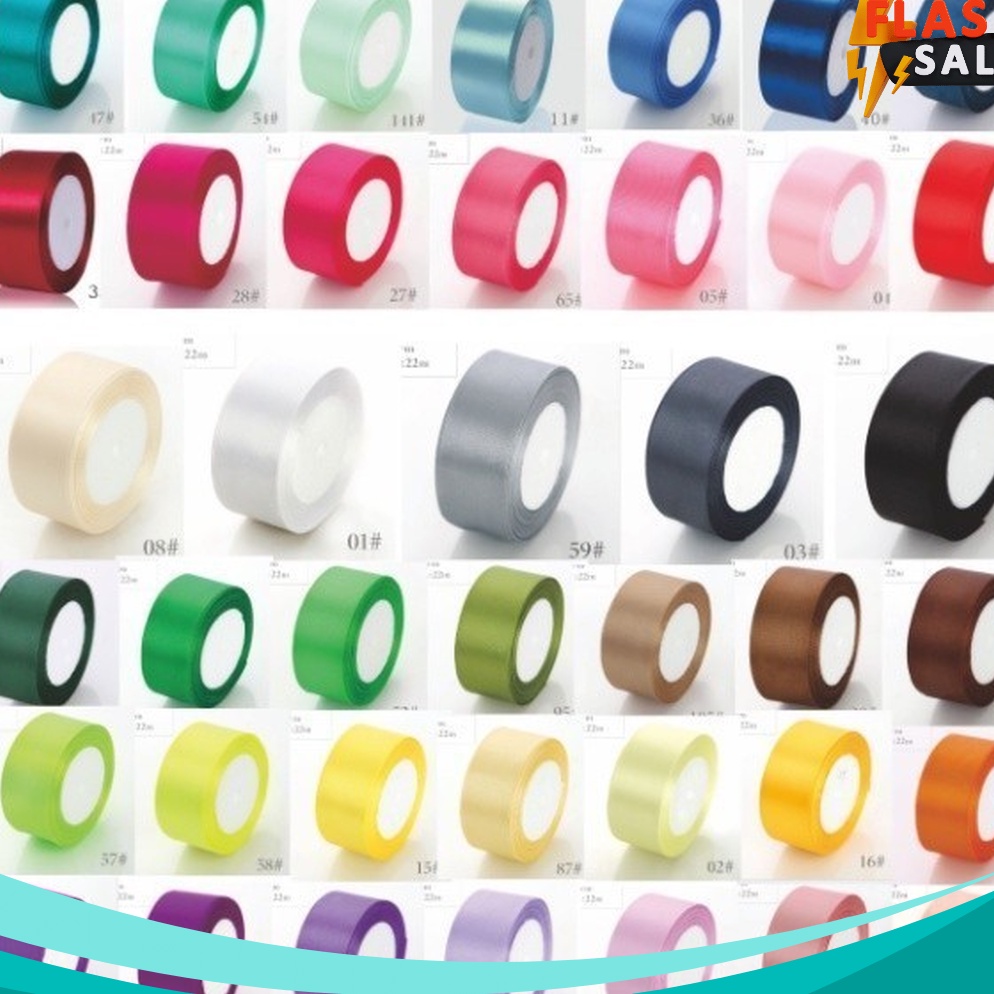 

TUNGGU APALAGI 22 Meter Pita Satin Premium Impor lebar 4 cm untuk bucket bunga kado hiasan rambut aksesoris dll part 1 Harga per Roll 22 Meter