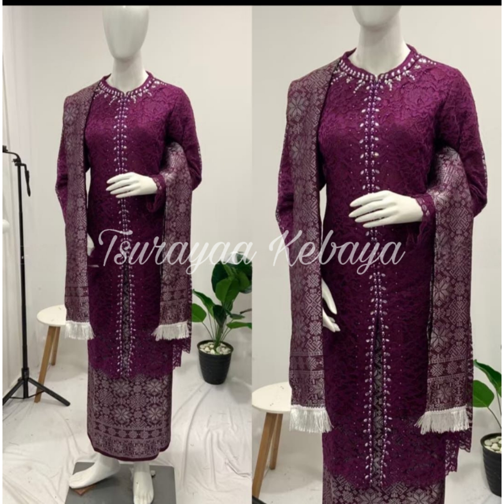 SET KEBAYA SANGHAI BROKAT PAYET/KEBAYA TRADISIONAL/KEBAYA MODERN