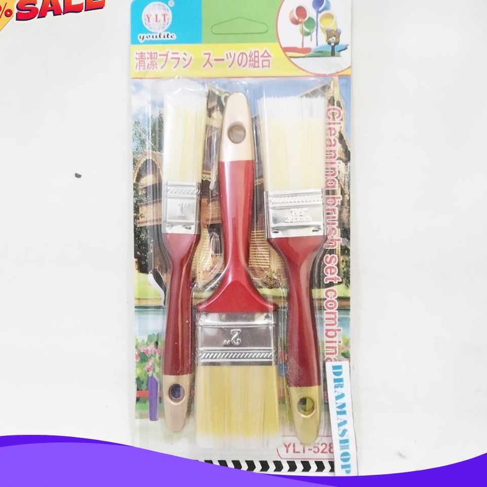 

BONUS MENARIK Kuas Cat Paint Brush bulu gagang plastik serba a set 3pcs