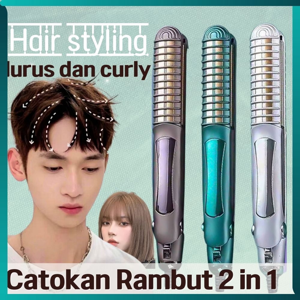 HIB-0156 Catokan Rambut lurus dan curly catokan pria dan wanita catokan curly 2 in1 Catok lurus dan 