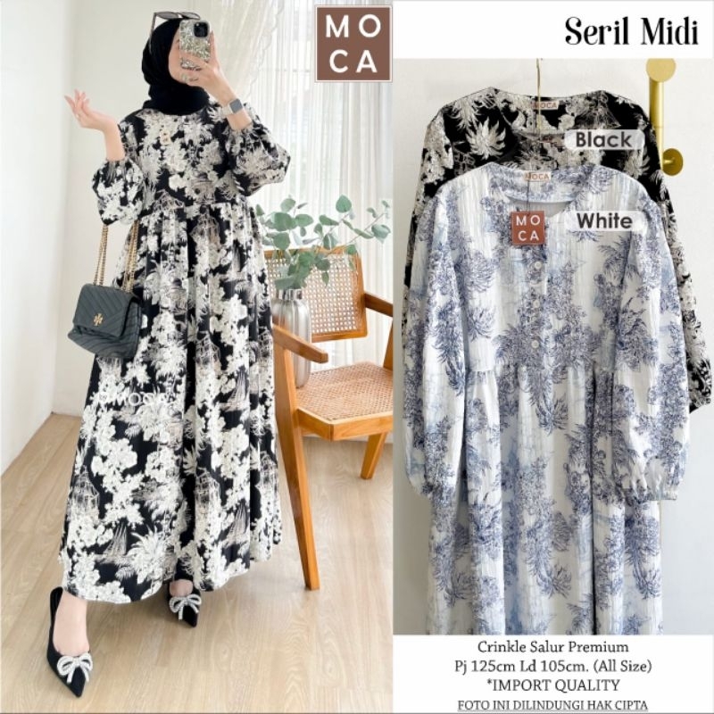 {Realpict} Nero midi dress crinkle gamis remaja muslim midi remaja korean style fashion muslim