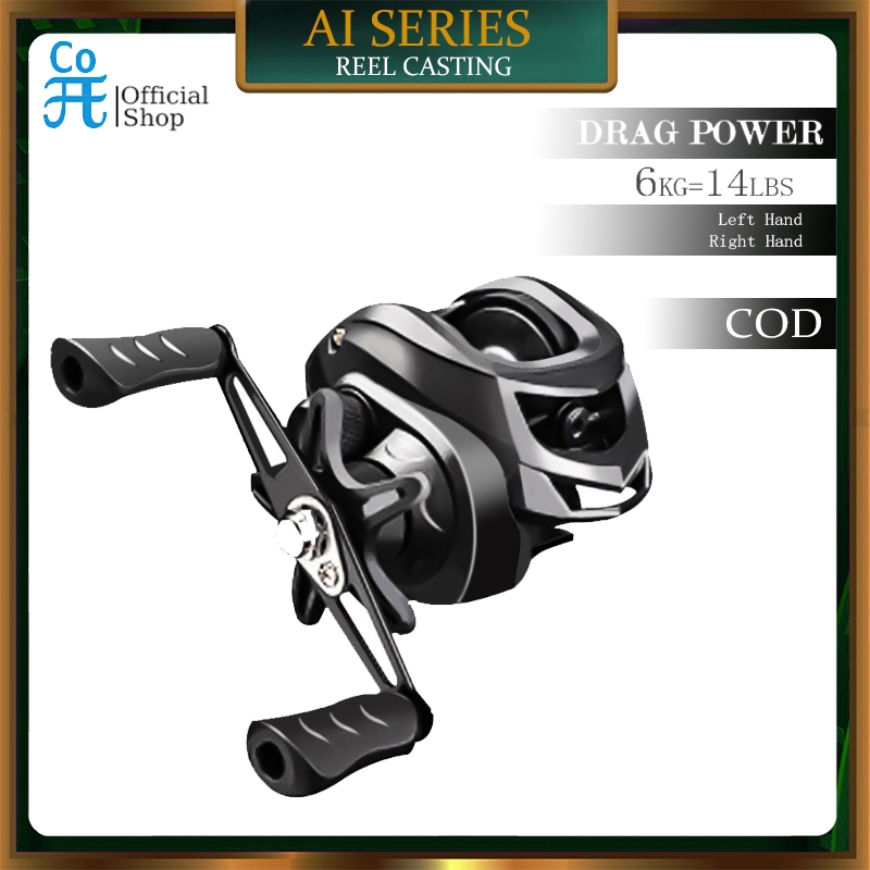 COππ Fishing Reel Fishing Rod Set Pancing BC Reel 7.2:1 Metal Fishing Reel Max Drag 6kg Sistem 1set 