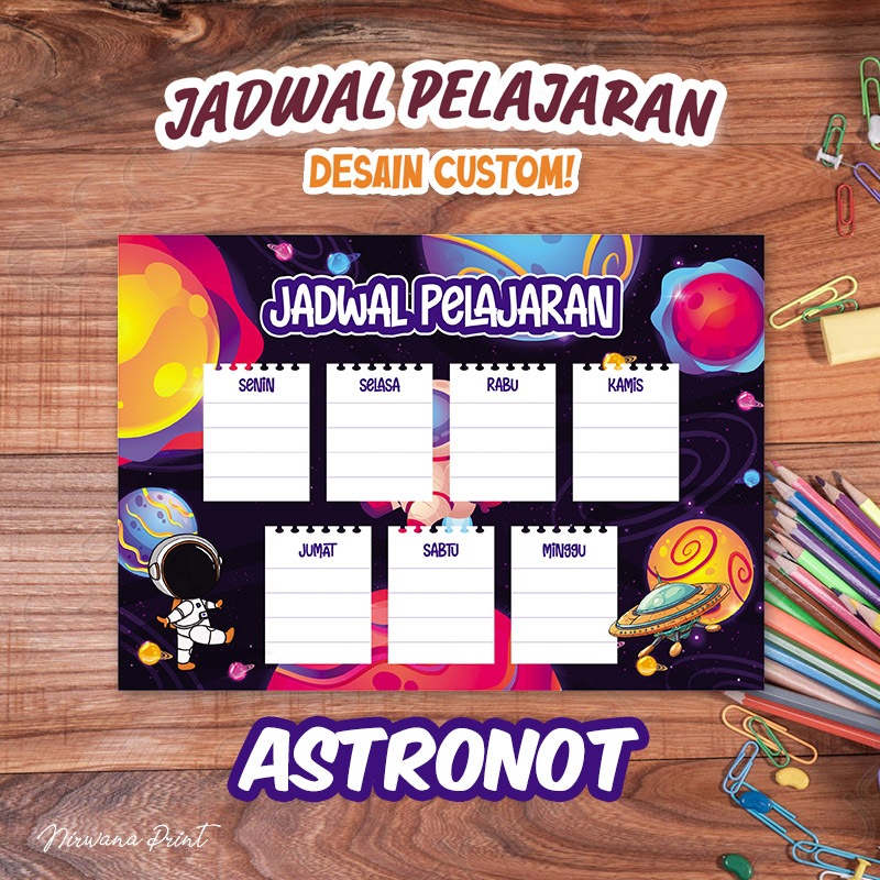 

[Ukuran A3] Poster Jadwal Pelajaran / School Timetable Custom Tulisan dan Foto