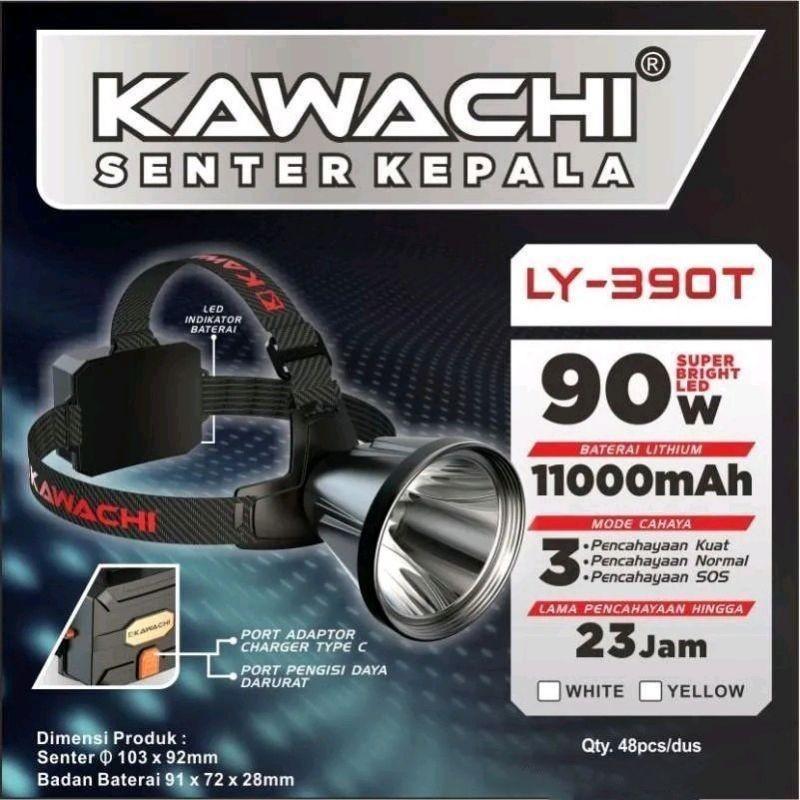 Senter Kepala 90w Kawachi LY-390T LED Super Terang  Cahaya Putih LY-390T Waterproof Lithium Cas