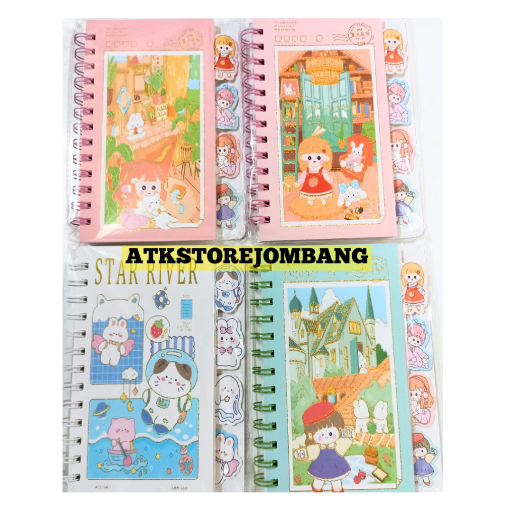 

HEYMIXIONG MEMO SPIRAL - NOTE BOOK Ring Motif Buku Memo Kecil - Buku Diary Kecil Karakter - ATJ