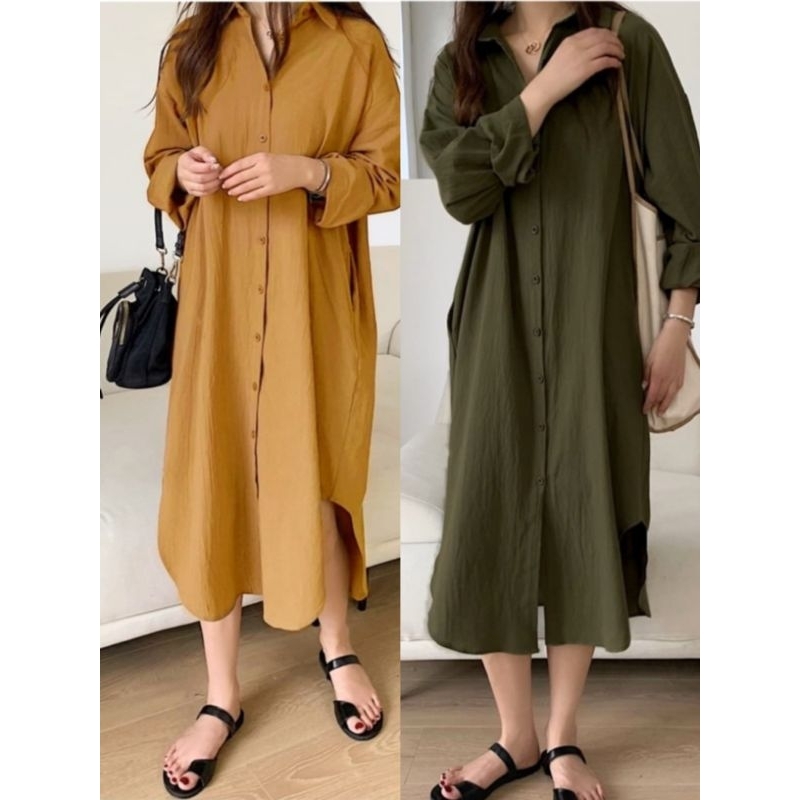 JF - LONGHEM TUNIK ANGGIE / TUNIK CRINCLE PREMIUM / KEMEJA WANITA PANJANG KOREAN STYLE