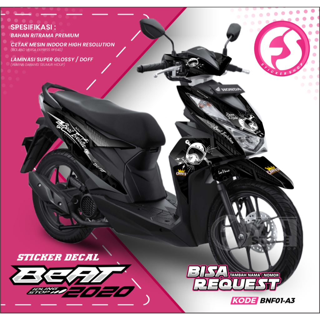 Sticker Decal Beat 2020 Facelift Fullbody Hitam - BNF01 - B