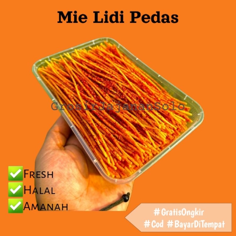 

Mie Lidi Pedas Kemasan Box ± 200gr / Mie Biting Pedas Jajanan Jadul Viral