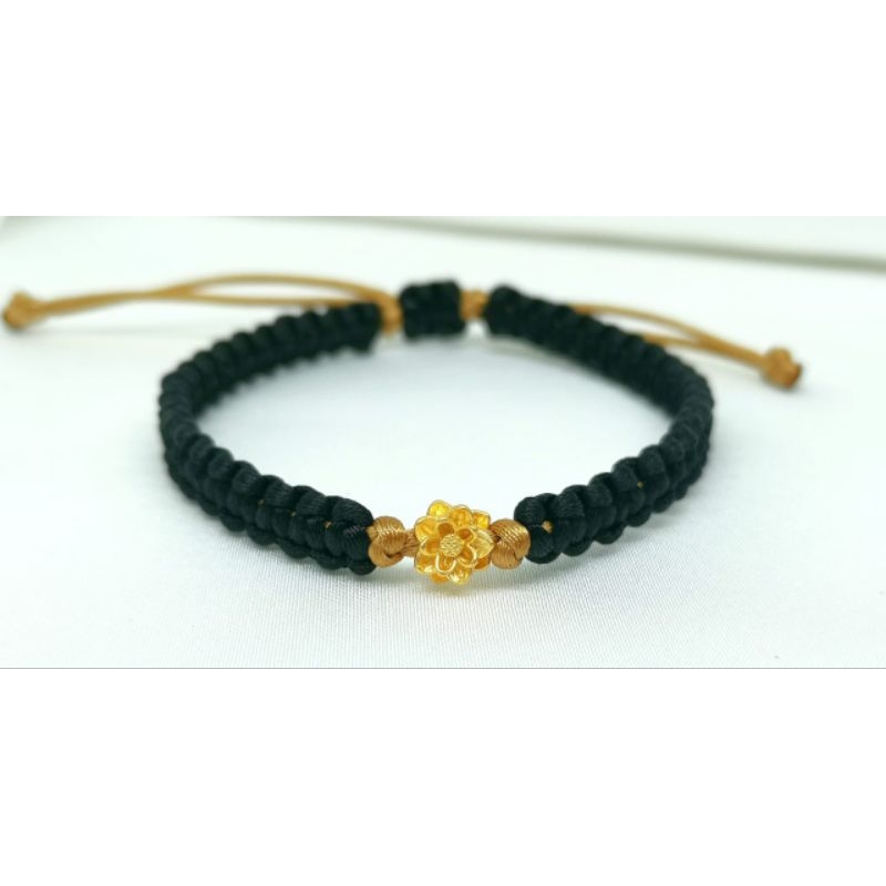 Gelang Emas Asli Teratai 24k Hongkong 999% Tali Kepang