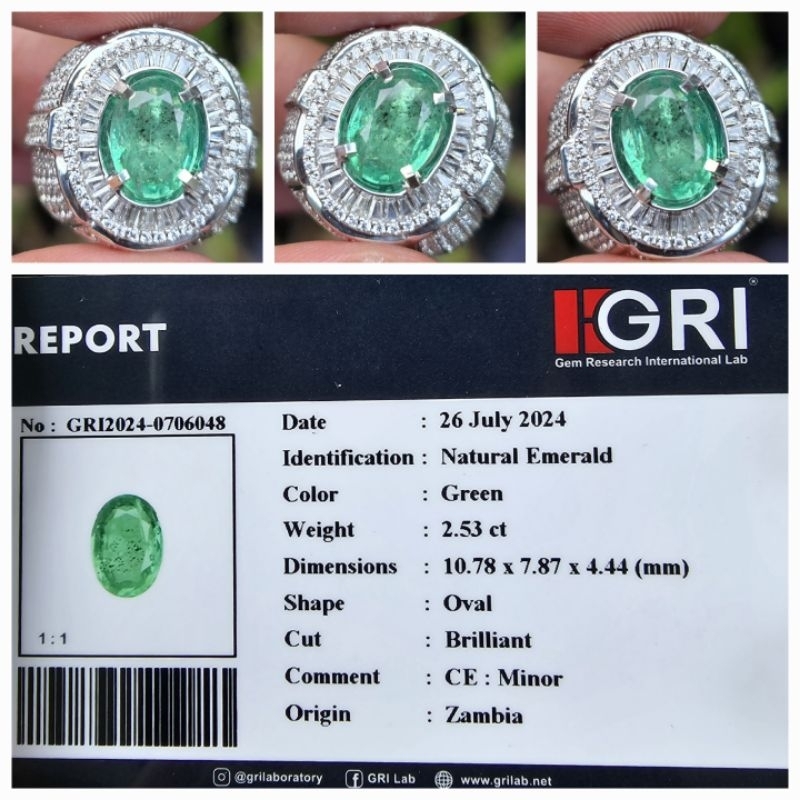 Natural Zamrud Green Emerald Zambia Minor Memo 2.53 crt