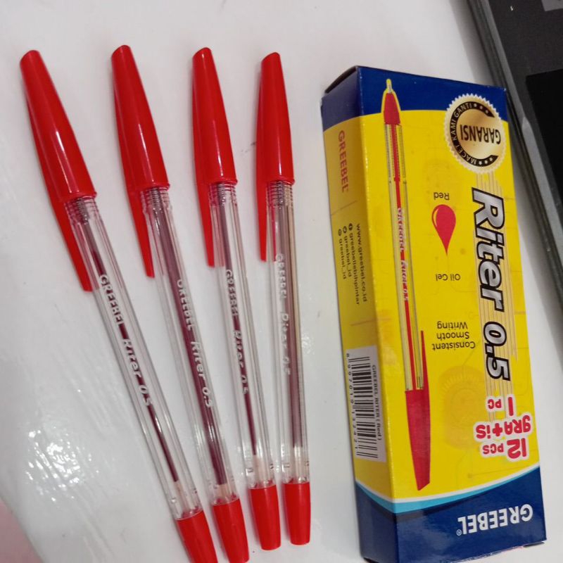 

12pcs GRATIS 1 pcs pulpen/pena oil gel Greebel riter 0,5mm tinta merah