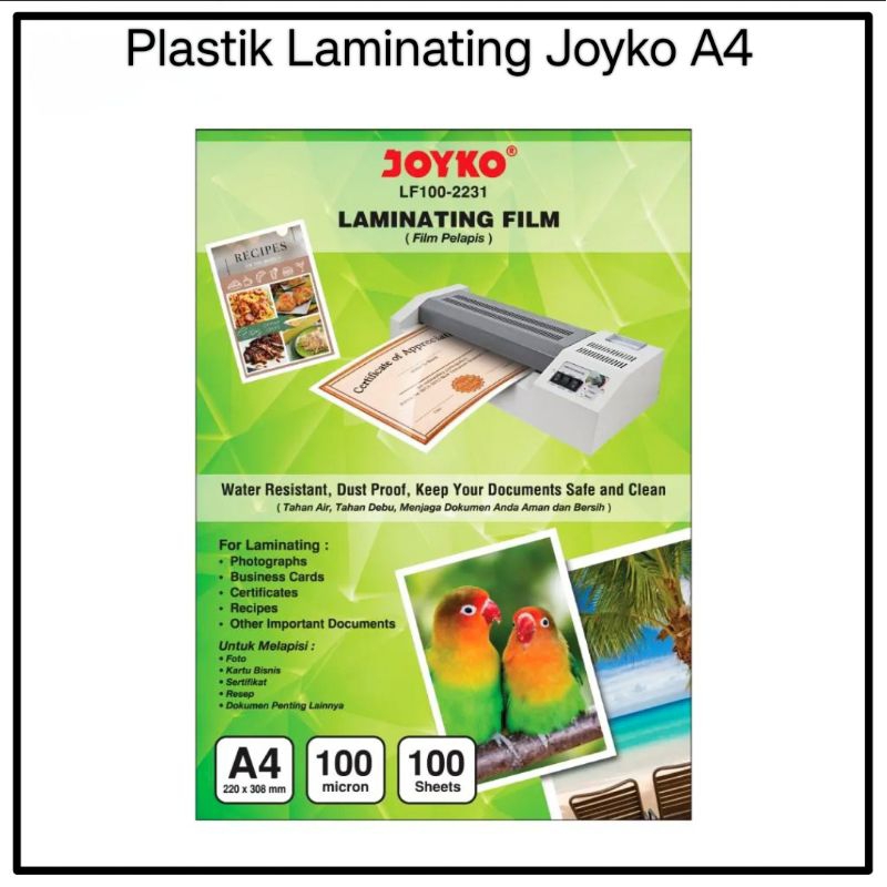 

10 Lembar Plastik Laminating A4 Joyko 100 Migron