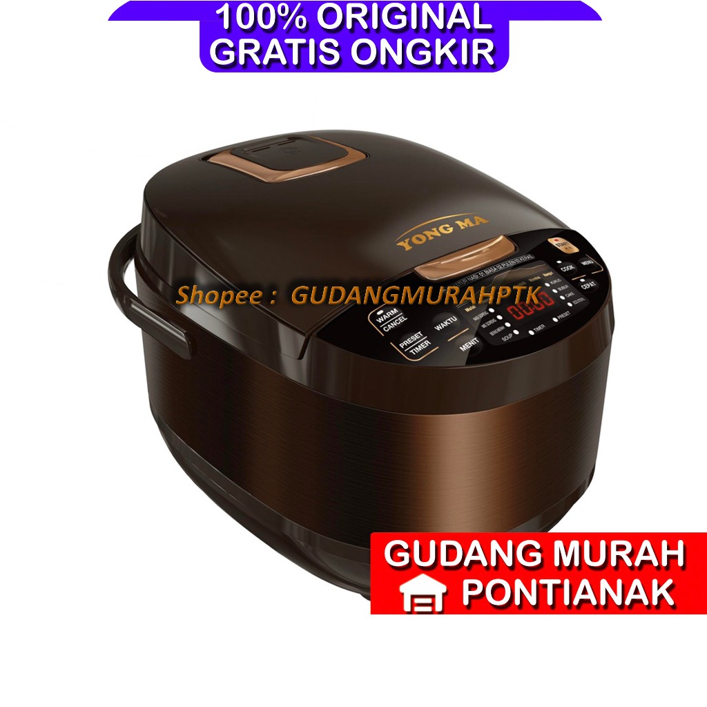 Ricecooker DIGITAL YONG MA 2 Liter Coklat Kilat Magic Com Body Stainless YONGMA SMC-7047N SMC-7047