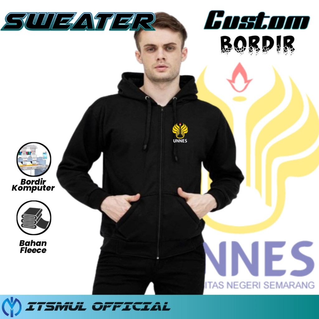 Jaket Sweater Unnes Universitas Negeri Semarang Bordir