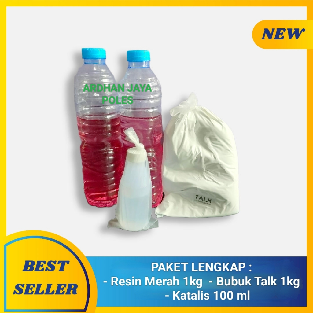 Paket Lengkap Resin Merah Talk Katalis Untuk Nambal Nat Marmer Dan Granit