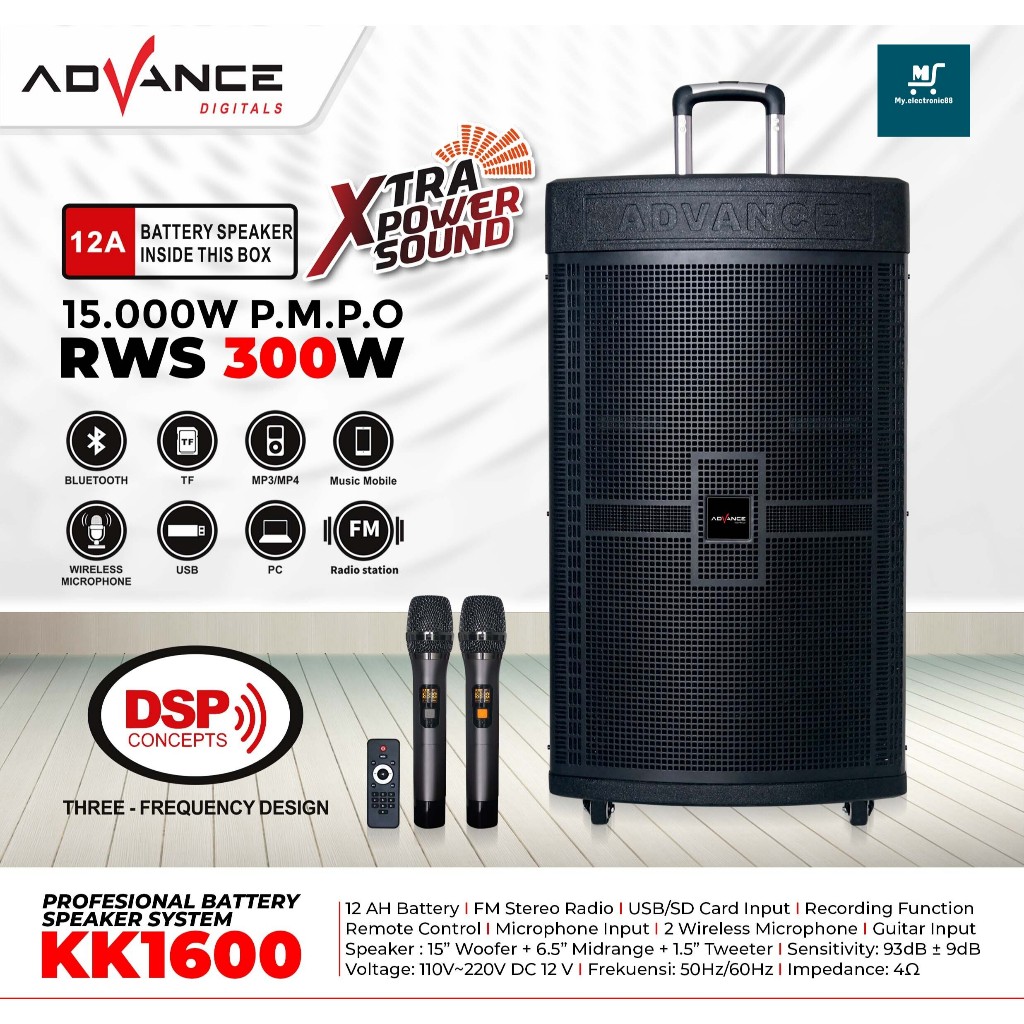 ADVANCE SPEAKER PORTABLE 15'' (KK-1600)