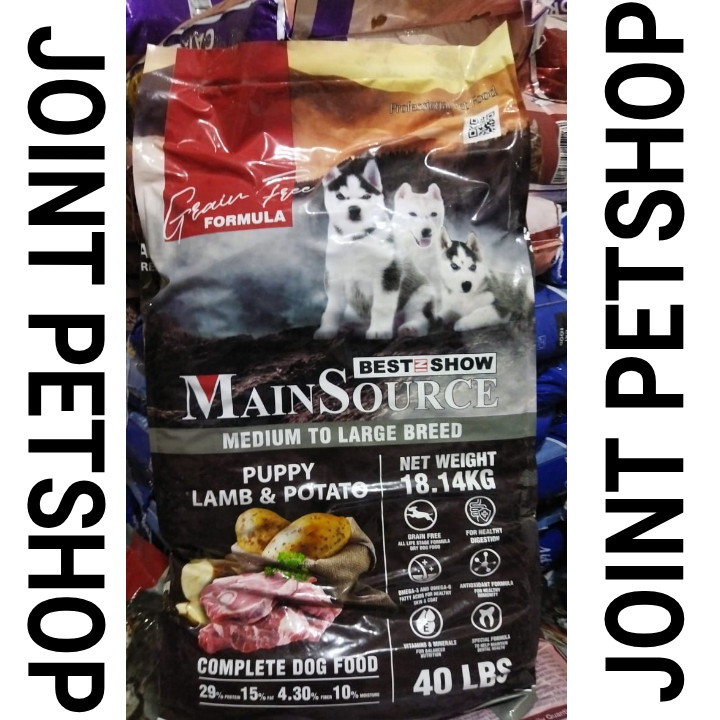 EXPEDISI Mainsource Grainfree Puppy Lamb & Potato Kemasan 18,14 KG