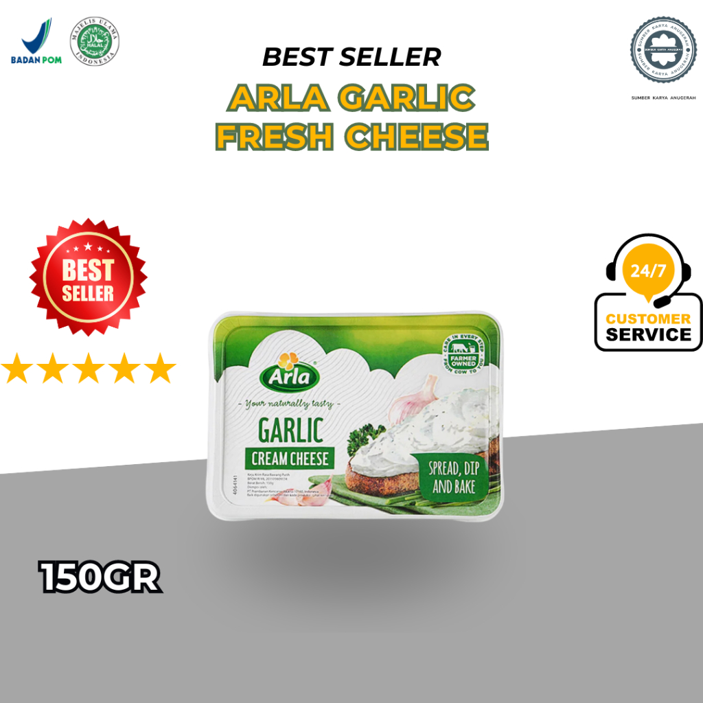 

ARLA Garlic Fresh Cheese 150 Gr Keju Krim Rasa Bawang Putih