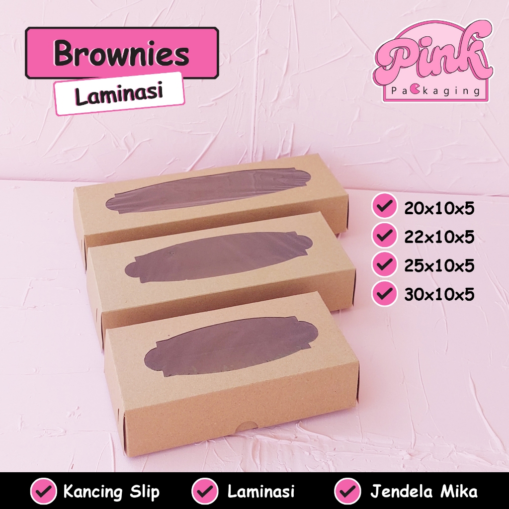 

Box Kotak Dus Brownies Kraft Laminasi Cake Kue Snack Spiku Bolu Window 20x10 22x10 25x10 30x10
