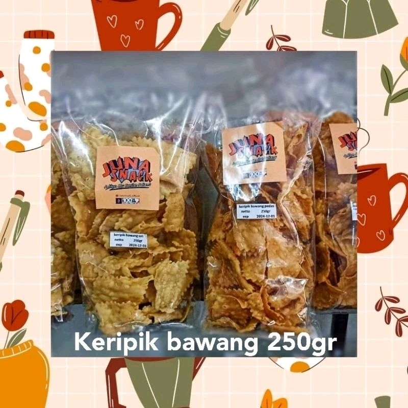 

Keripik bawang pedas dan original 250gr