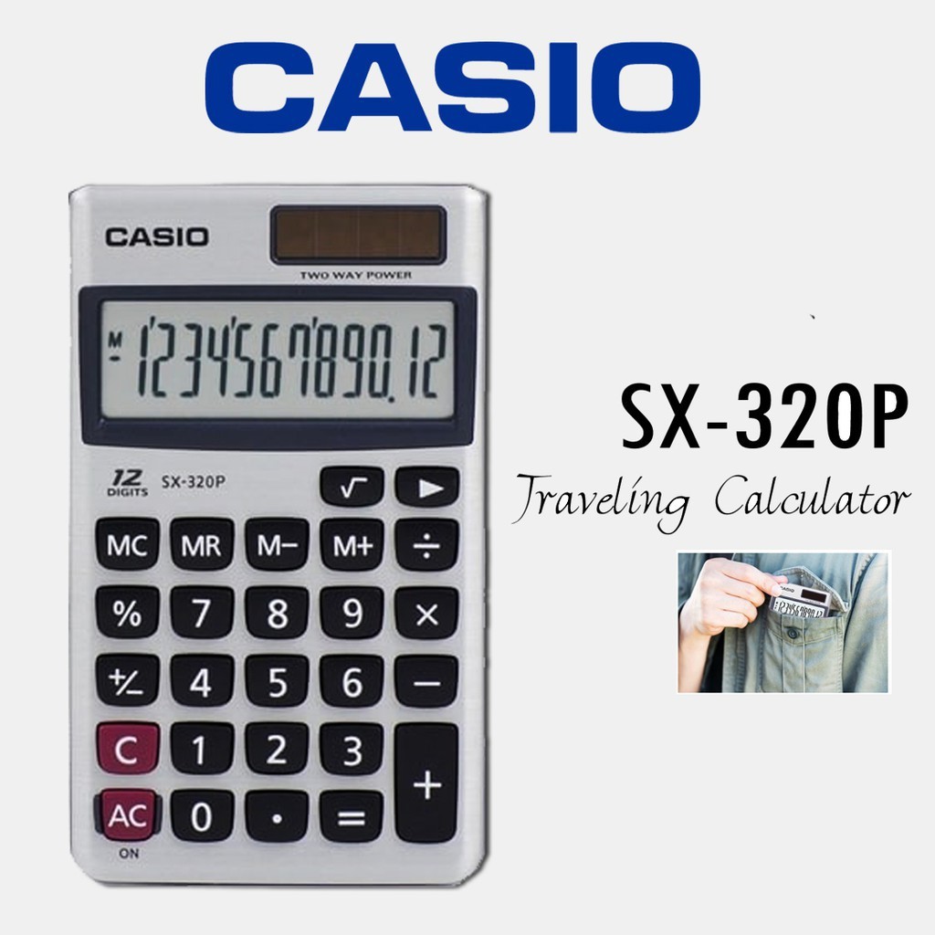

KALKULATOR CASIO SX 320P ORIGINAL - 12 DIGIT - 2 POWER - KALKULATOR MINI LAYAR BESAR