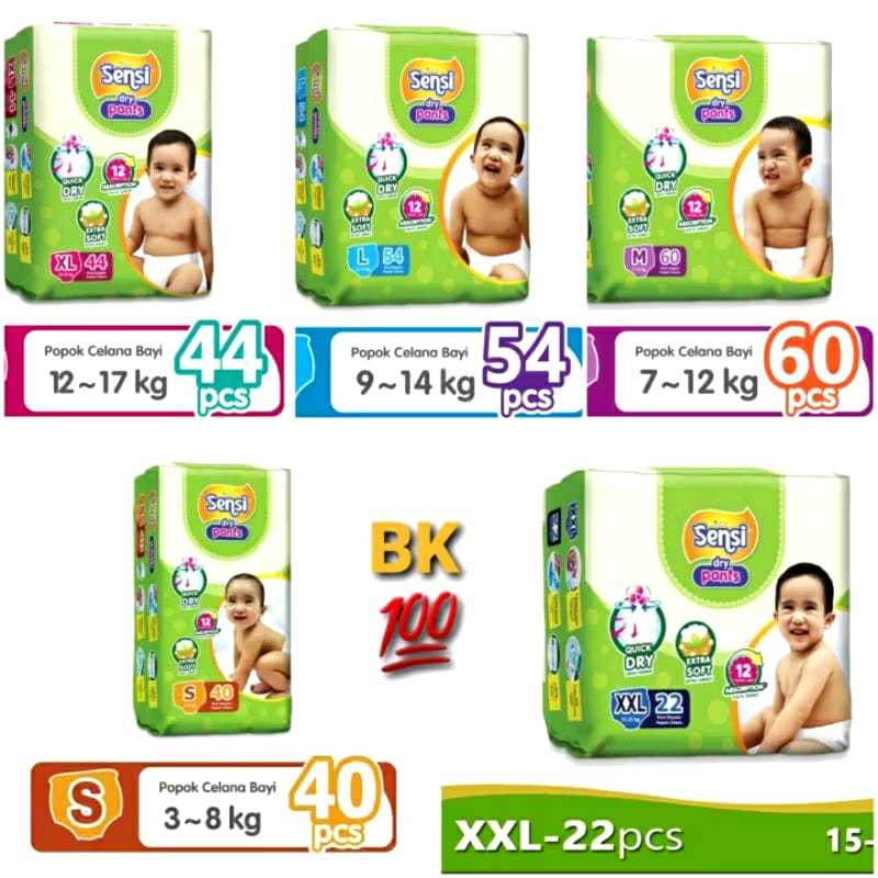 YIPPIE - SENSI Pants Standart S40 M34 L30 XL24 XXL22 Popok Pampers Bayi Anak Sensi