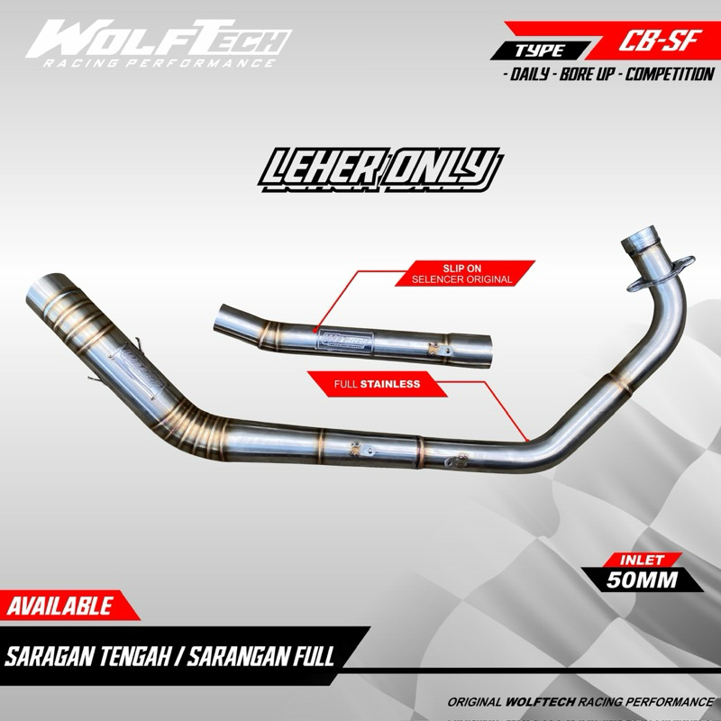 leher knalpot racing + slip on knalpot cb150r standar by Wolftech Racing original