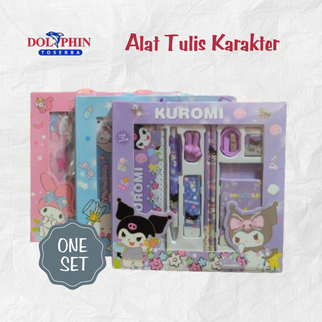 

ONE SET - PAKET ALAT TULIS /STATIONERY SET STUDY KARAKTER KUROMI/ MELODY/CINNAMOROLL - SATU SET