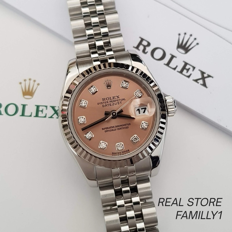 Jam Rolex Datejust Ladies 31MM Pink Salmon Dial Diamond Stainless Steel Jubilee Bracelet