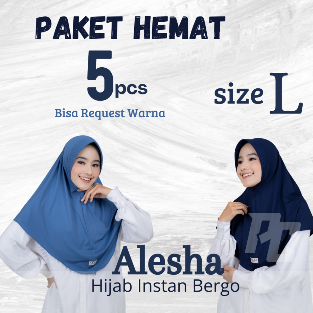 [ 5 pcs ]  Hemat Hijab Alesha Bergo Size L Qisthy Hijab