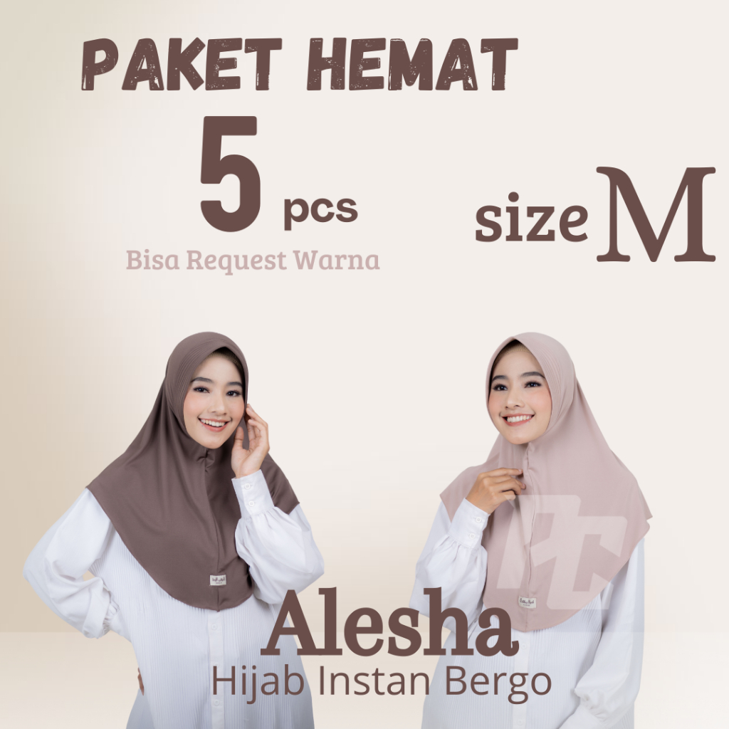 [ 5 pcs ] Hemat Hijab Alesha Bergo Size M Qisthy Hijab
