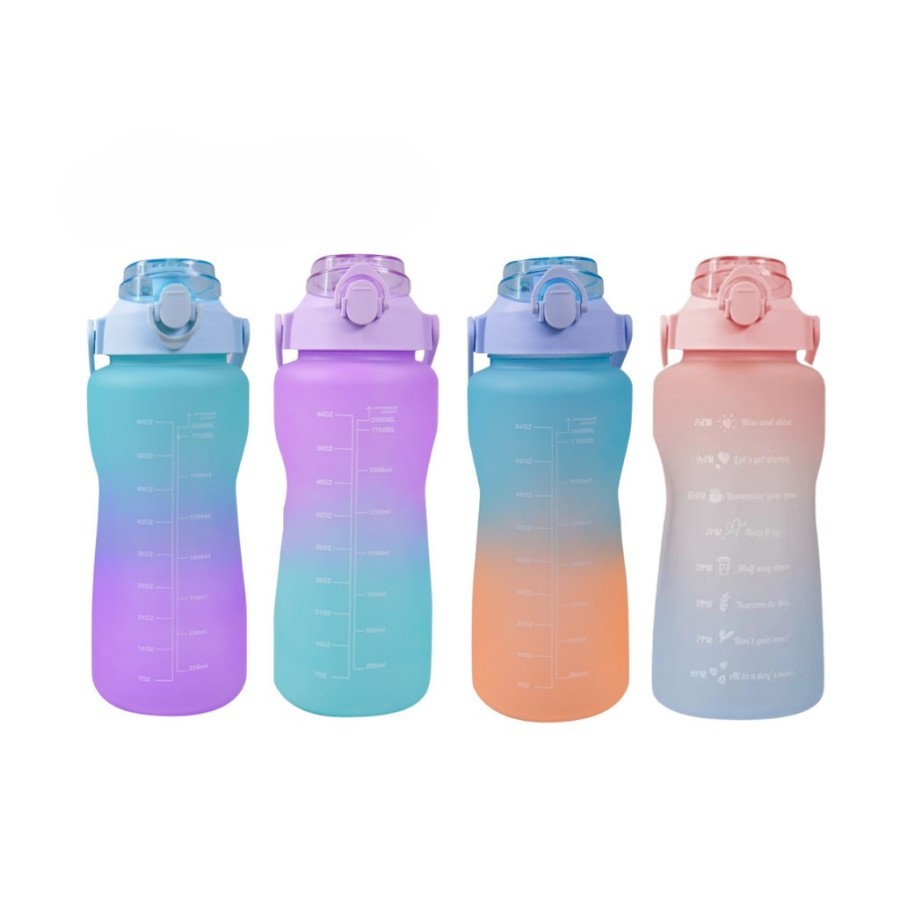BOTOL AIR MINUM PELANGI JUMBO 2000ML BOTOL SPORT 2 LITER BPA FREE WARNA GRADASI RAINBOW FREE STICKER