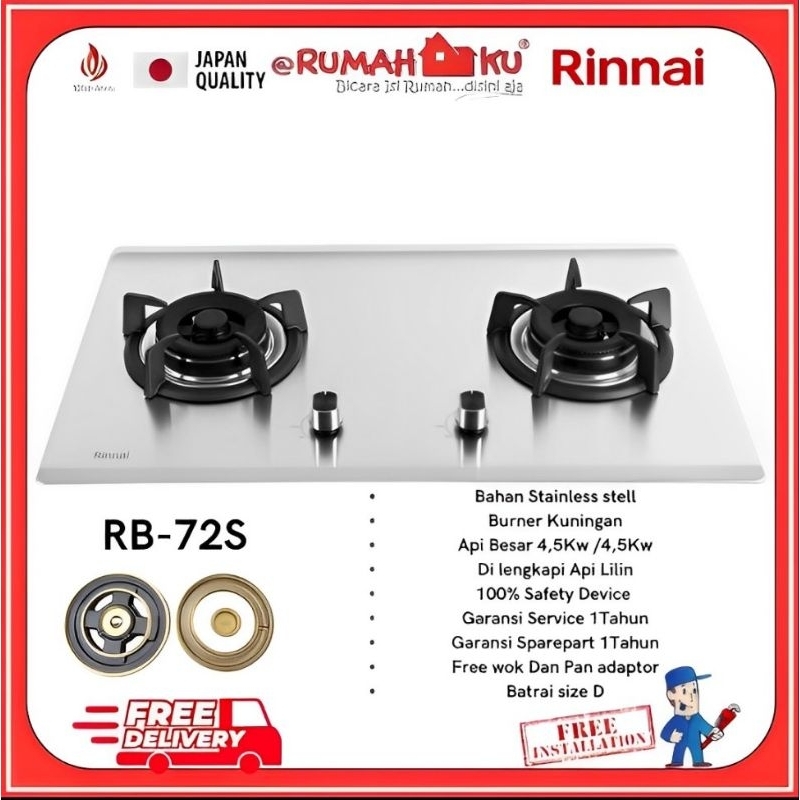 KOMPOR TANAM RINNAI RB-72S STAINLESS STEEL