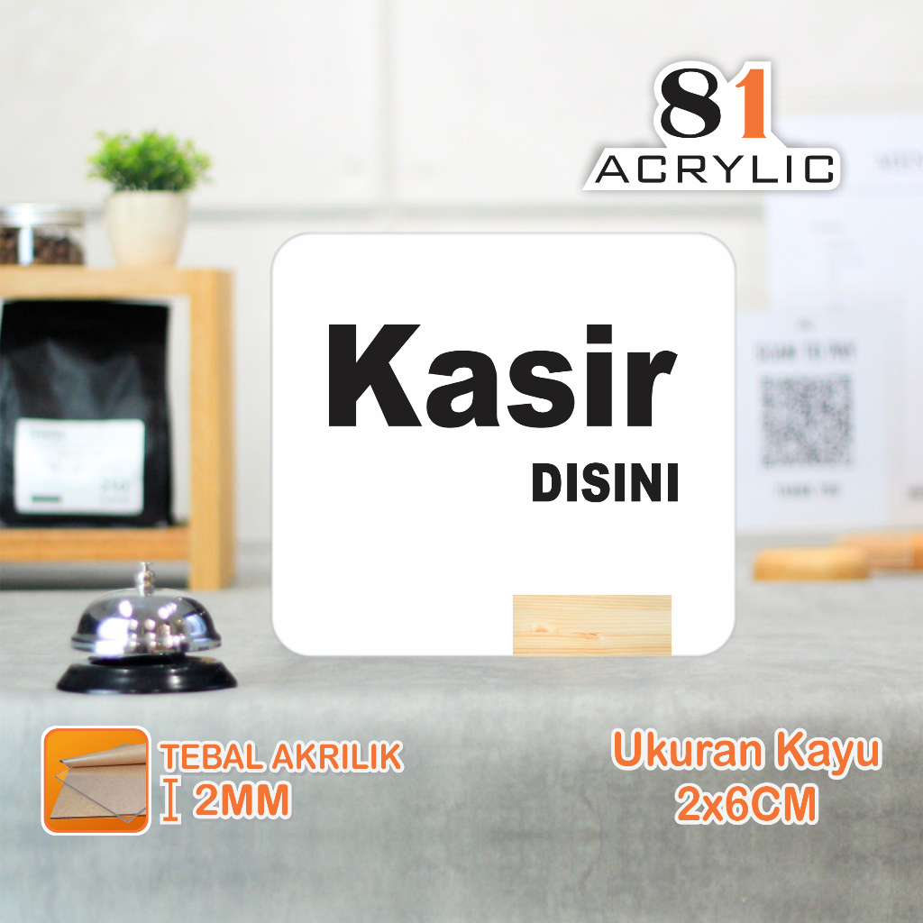 

Sign Kasir Disini Kayu Akrilik Persegi