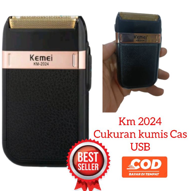 Paling Sesuai Alat Mesin cukur Kumis Jenggot Botak Original Kemei km 224 Cas Usb