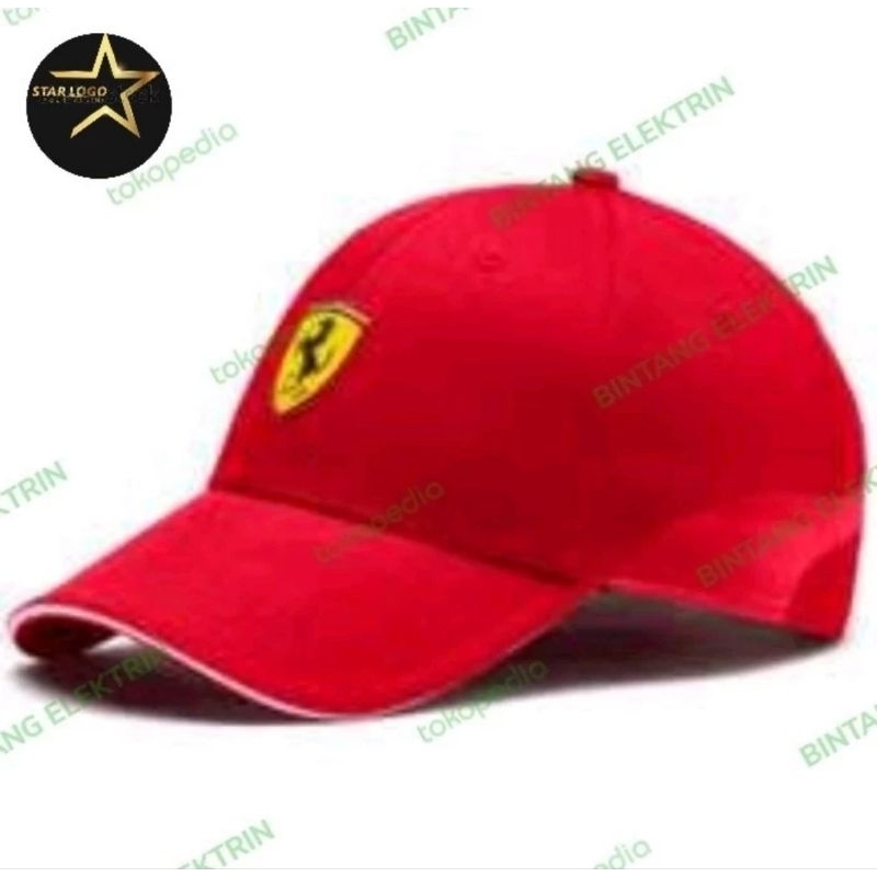 TOPI FERRARI MERAH DISTRO ORIGINAL BORDIR TEBAL