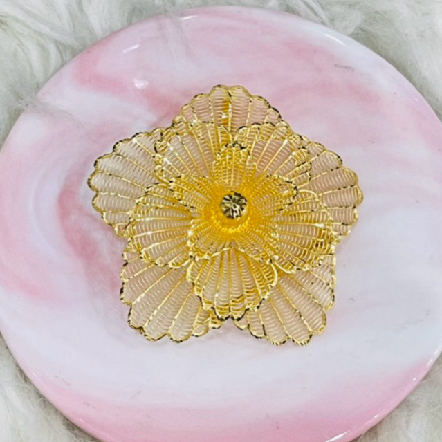 liontin bross bros bunga kerawang elegant emas asli kadar 700