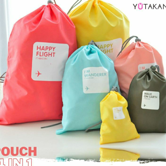 Potongan Pouch 4 in 1  Pouch Serut Traveling  Tas serut untuk Traveling  Tas untuk Gym  tas Sepatu  