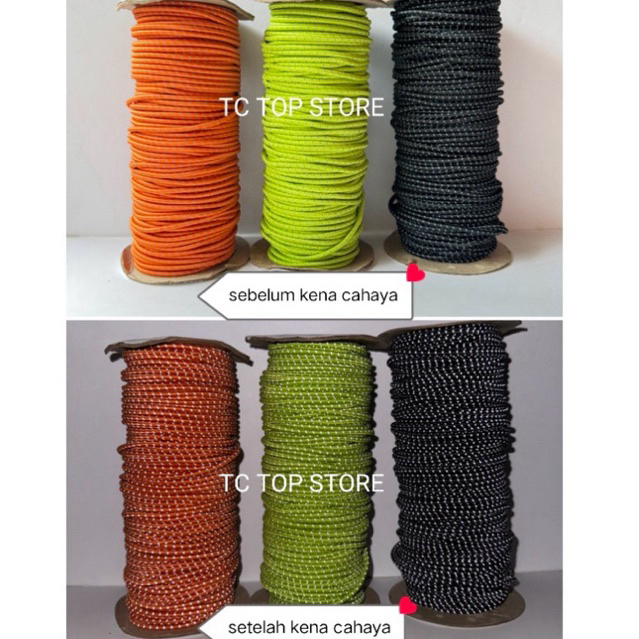 

Tali Karet Reflektif 3 mm (50 Mtr) / Tali Elastis 3mm / Tali String