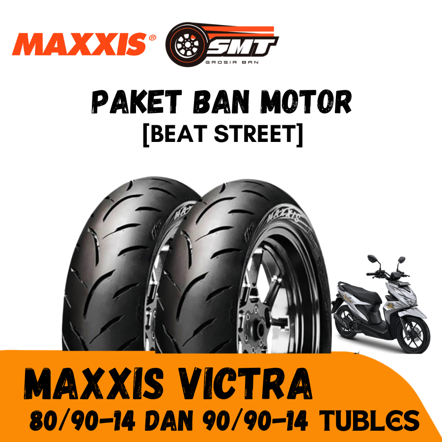 Paket Ban Motor Honda Beat Street Maxxis Victra 80/90-14 dan 90/90-14 Tubeless