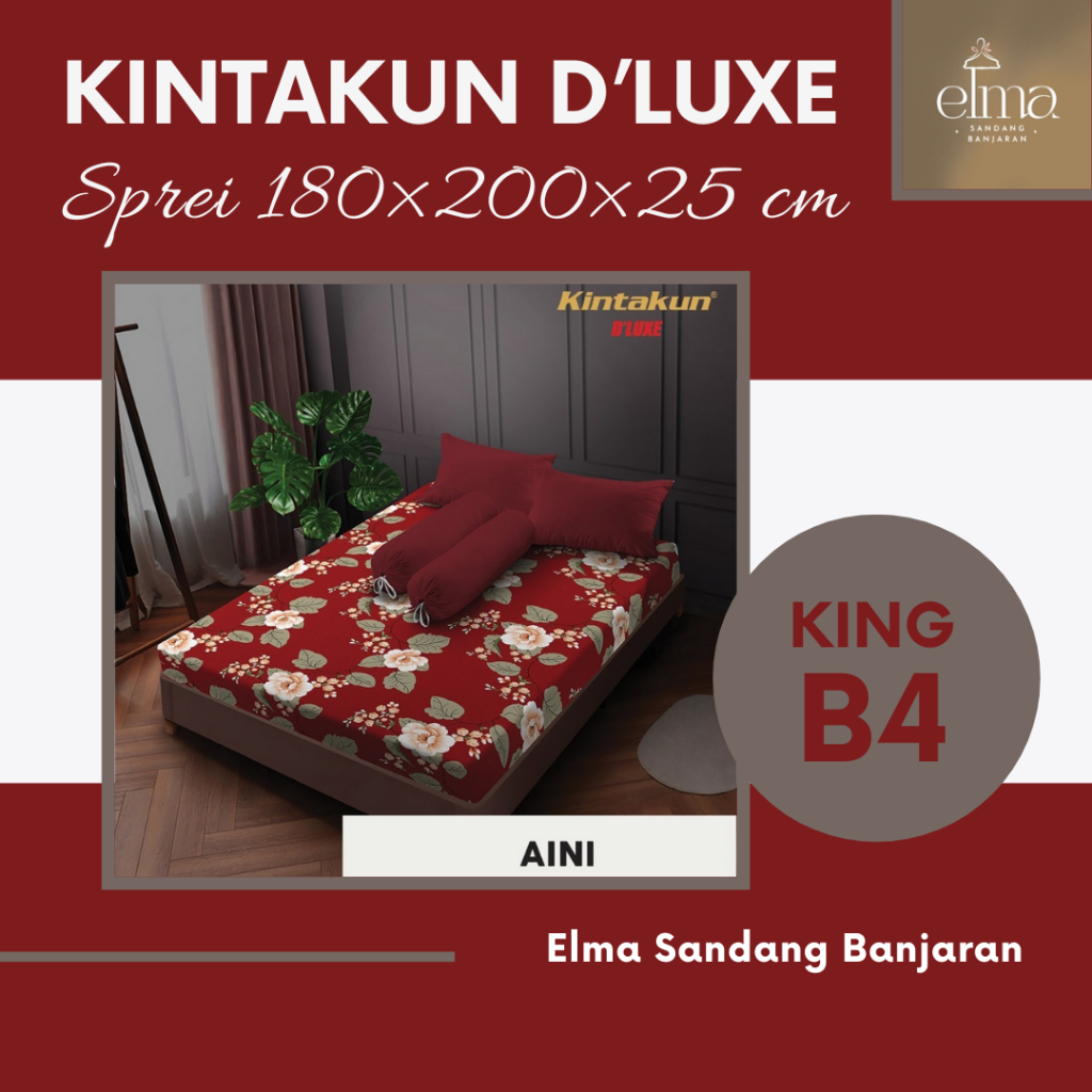 ESB - Kintakun D'LUXE Sprei King 180×200 B4 (Bantal 4+Guling 2) Original | 100% Microtex Disperse