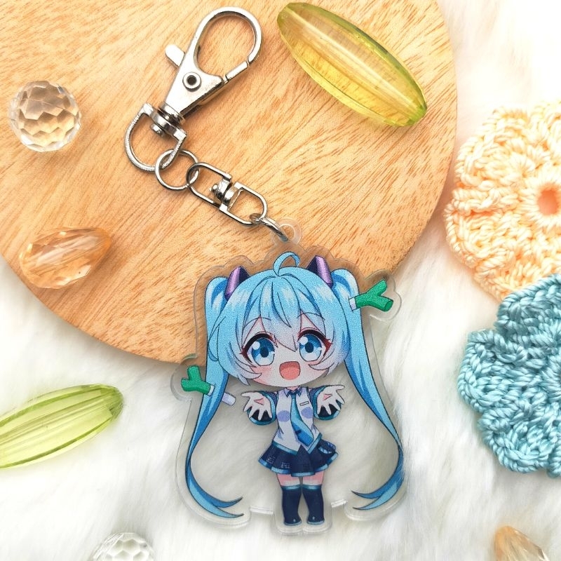 Gantungan Kunci Hatsune Miku Fanmerch Double Acrylic Transparent by Merch Trove