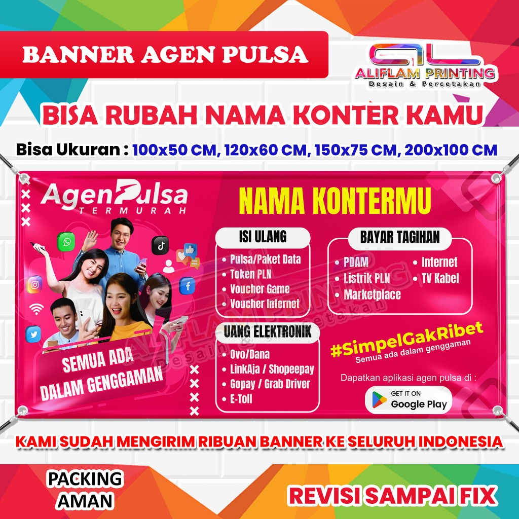 CETAK BANNER SPANDUK AGEN PULSA TERMURAH | GRATIS DESAIN | Revisi sampai fix