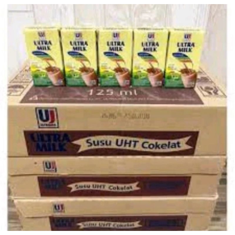 

ULTRA MILK UHT RASA COKELAT/STOBERI 125ML ISI 1 DUS @40 PCS