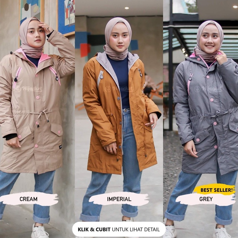 KF7   Jaket Parka Wanita Muslimah Hijaber  Hijaket Montix Panjang Wateroof Anti Air