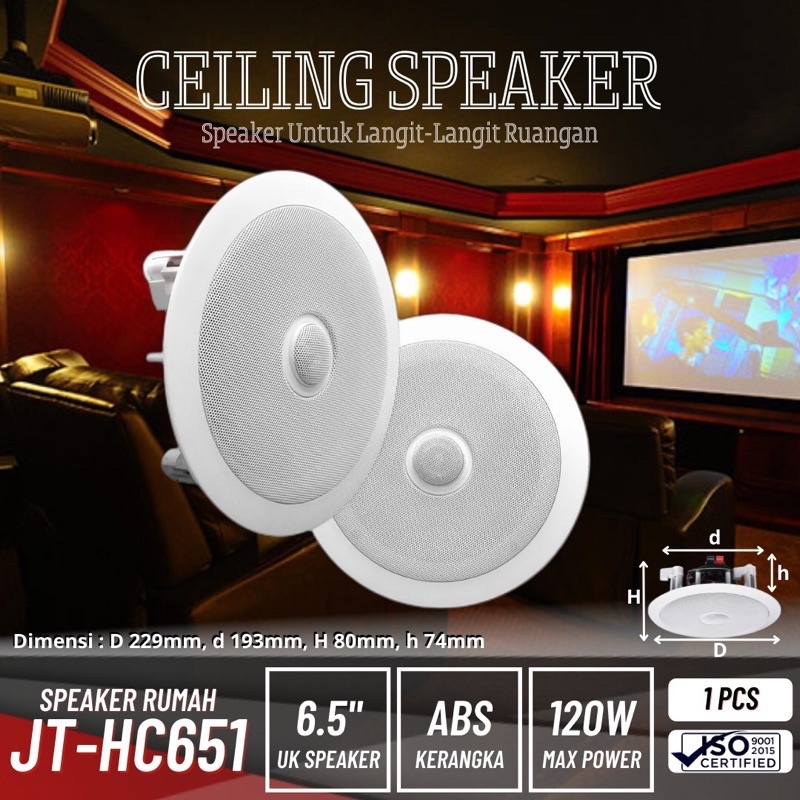 Speaker Ceiling 6,5 inch jb tech JT HC651 Speaker plafon / 1 pc